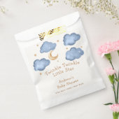 かわいい青い月の星きらめく赤ちゃんシャワー フェイバーバッグ (封をした状態)