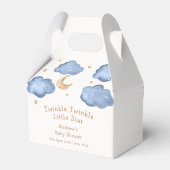 かわいい青い月の星きらめく赤ちゃんシャワー フェイバーボックス (裏面サイド)