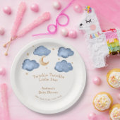 かわいい青い月の星きらめく赤ちゃんシャワー ペーパープレート (パーティー)