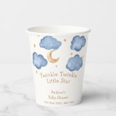 かわいい青い月の星きらめく赤ちゃんシャワー 紙コップ (裏面)