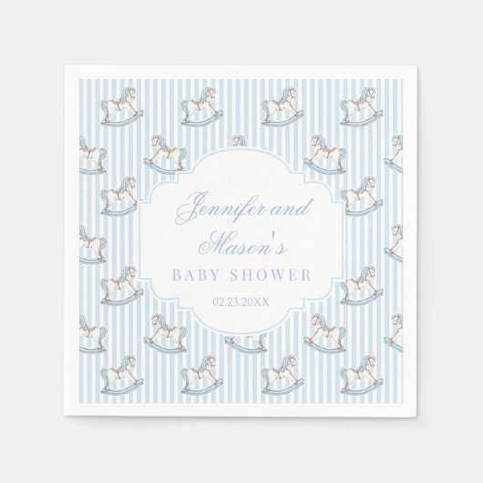 かわいい青い木製のおもちゃボホ男の赤ちゃんシャワー スタンダードカクテルナプキン (正面)