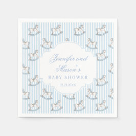 かわいい青い木馬のおもちゃ ボヘミアンな赤ちゃんの男の子のシャワー スタンダードカクテルナプキン