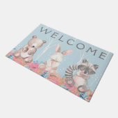 かわいい青い森林動物 ドアマット (アングル)