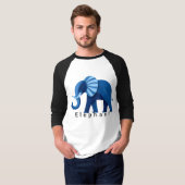 かわいい青い模様の象グラフィックTシャツ Tシャツ (正面フル)