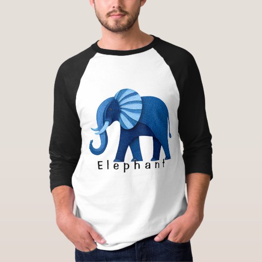 かわいい青い模様の象グラフィックTシャツ Tシャツ (正面)
