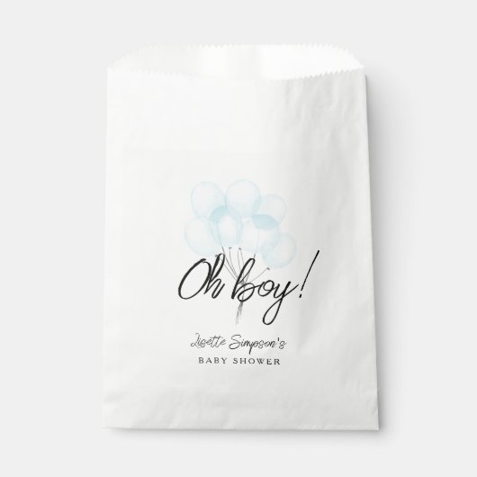 かわいい青い水の色のバルーンああ男の子ベビーシャワー フェイバーバッグ (正面)