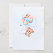 かわいい青い水の色クマのバルーン赤ちゃんシャワー 招待状 (裏面)