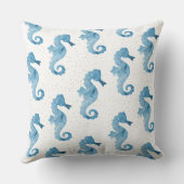 かわいい青い水彩シーウーズパターン クッション (裏面)