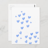 かわいい青い水彩ハート ポストカード (正面/裏面)