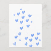 かわいい青い水彩ハート ポストカード (正面)