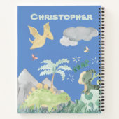 かわいい青い水彩恐竜 ノートブック (裏面)