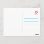 かわいい青い水玉模様の猫の手が上がったハッピーバースデー ポストカード (裏面)