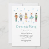 かわいい青い水色くるみ割りクリスマスクリスマスパーティー 案内状 (正面)