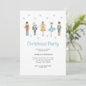 かわいい青い水色くるみ割りクリスマスクリスマスパーティー 案内状 (スタンド正面)