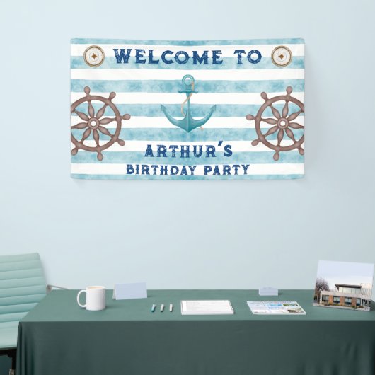 かわいい青い水色のセーラー航海のウェルカム 横断幕 (トレードショー)