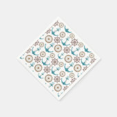 かわいい青い水色のセーラ航海のーパターン スタンダードカクテルナプキン (角)