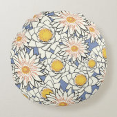 かわいい青い水色の花 ラウンドクッション (正面)