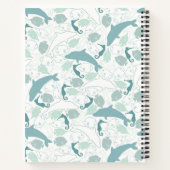 かわいい青い海の動物イルカの魚の木馬 ノートブック (裏面)