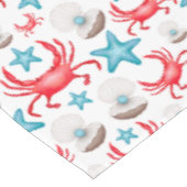 かわいい青い海岸蟹とシェルパターン テーブルクロス (アングル)