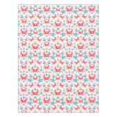 かわいい青い海岸蟹とシェルパターン テーブルクロス (正面)