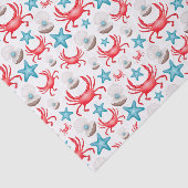 かわいい青い海岸蟹とシェルパターン 薄葉紙 (詳細)