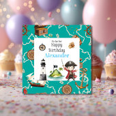 かわいい青い海賊の子供の誕生日カード カード