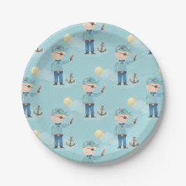 かわいい青い海賊 ペーパープレート