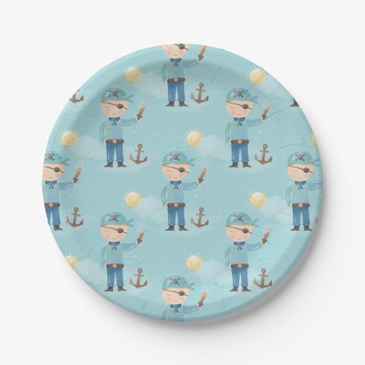 かわいい青い海賊 ペーパープレート (正面)