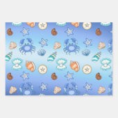 かわいい青い海辺のビーチビーシィ赤ちゃんシャワー ラッピングペーパーシート (正面2)