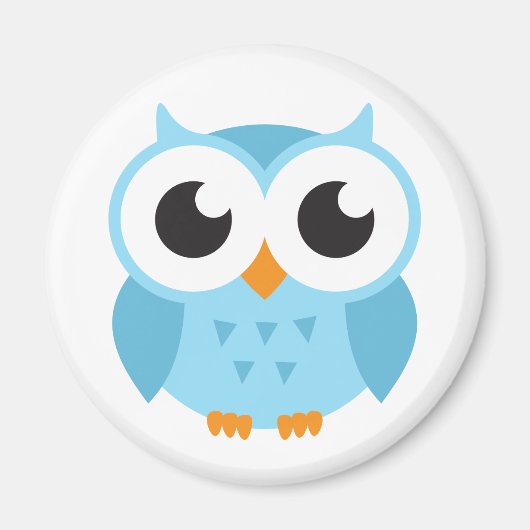 かわいい青い漫画のベビーフクロウ マグネット (正面)