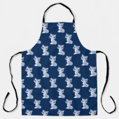 かわいい青い漫画の猫 エプロン (正面)