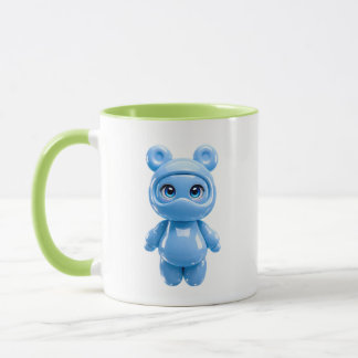 かわいい青い熊の光沢マグカップ マグカップ