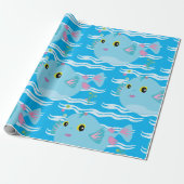かわいい青い熱帯魚のピンクのヒレ ラッピングペーパー (アンロールド)