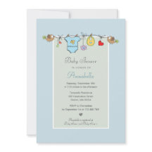 かわいい青い物干しラインで本の赤ちゃんシャワーを持参