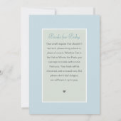 かわいい青い物干しラインで本の赤ちゃんシャワーを持参 招待状 (裏面)