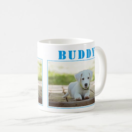 かわいい青い犬またはペットの写真 コーヒーマグカップ (正面右)