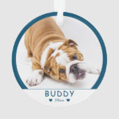 かわいい青い犬やペットの写真 オーナメント (裏面)
