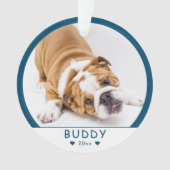 かわいい青い犬やペットの写真 オーナメント (正面)