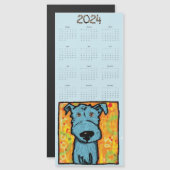 かわいい青い犬、磁気、カレンダーを表示する年 (正面/裏面)