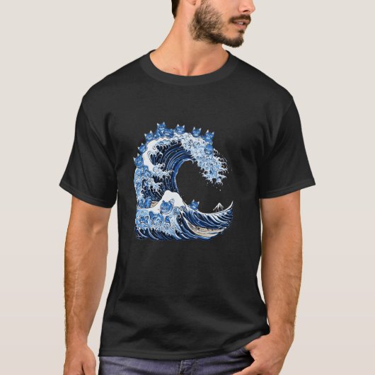 かわいい青い猫たちカマラTシャツ Tシャツ (正面)
