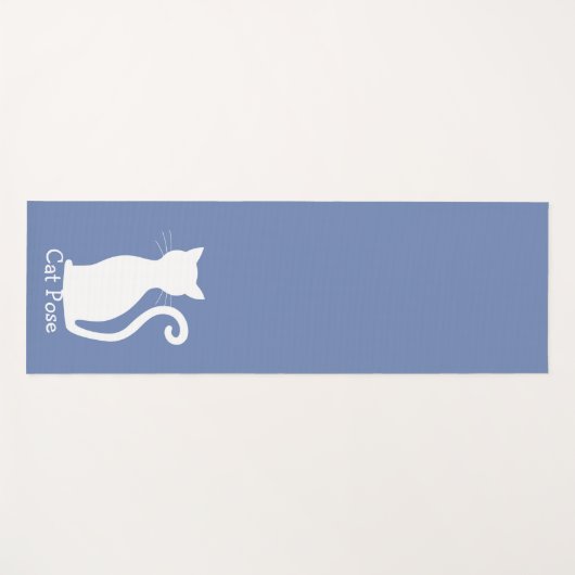 かわいい青い猫のシルエットモダン ヨガマット (正面(横))