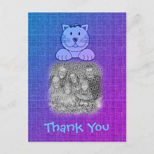 かわいい青い猫の写真ありがとうございます ポストカード (正面)