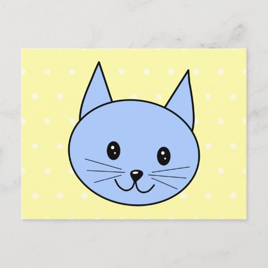 かわいい青い猫の漫画 ポストカード (正面)