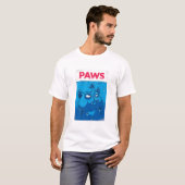 かわいい青い猫の「パウズ」面白い猫好きTシャツ Tシャツ (正面フル)
