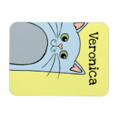 かわいい青い猫パーソナライズされた マグネット (横)