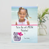 かわいい青い猫フォトキッズクラスルームバレンタインデー シーズンカード (スタンド正面)