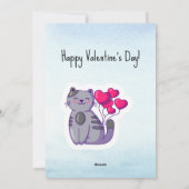 かわいい青い猫フォトキッズクラスルームバレンタインデー シーズンカード (裏面)