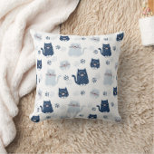 かわいい青い猫 クッション (ブランケット)