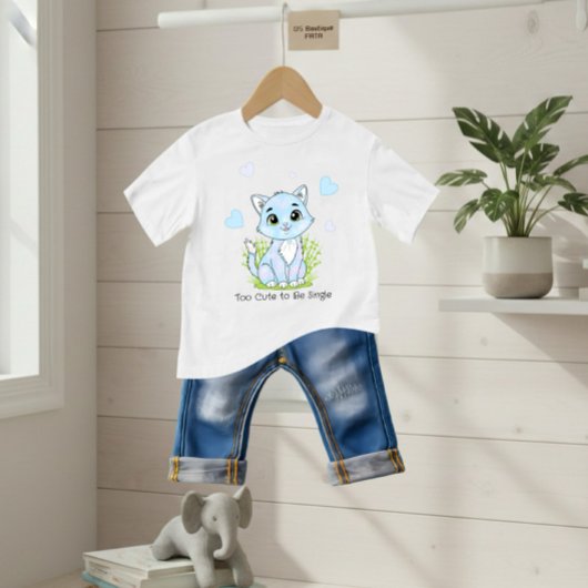 かわいい青い猫 ベビーTシャツ