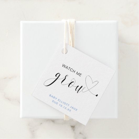 かわいい青い男の子の赤ちゃんシャワーを私が成長するのを見る フェイバータグ (インサイチュ)